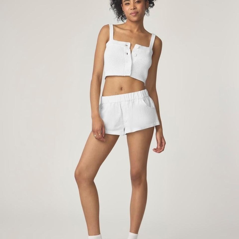 Florence by Mills White Linen Blend Elastic Waist Shorts RFM0136 XXS NWT